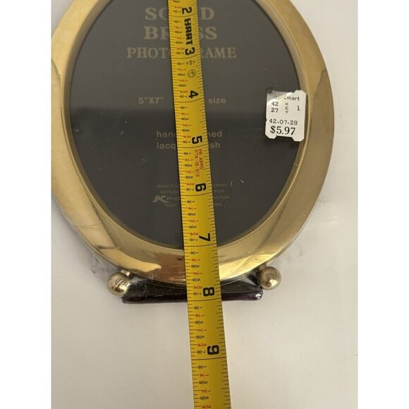 Vintage Solid Brass Oval Picture Frame For 5x7 Footed Hand Polished Lacquer - Picture 6 of 8